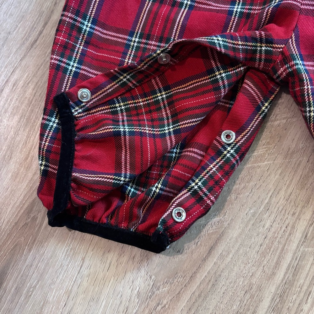 Vintage Red Plaid Christmas Romper - Picture 5 of 5
